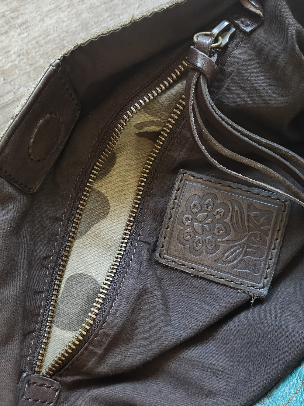Lucky Brand Teal Leather Hobo with Black Handle - Picture 7 of 9